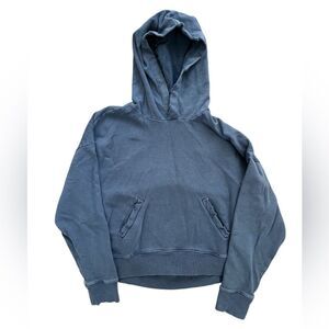 AMO Blue Hoodie Sweatshirt Size Small Distressed 100% Cotton
